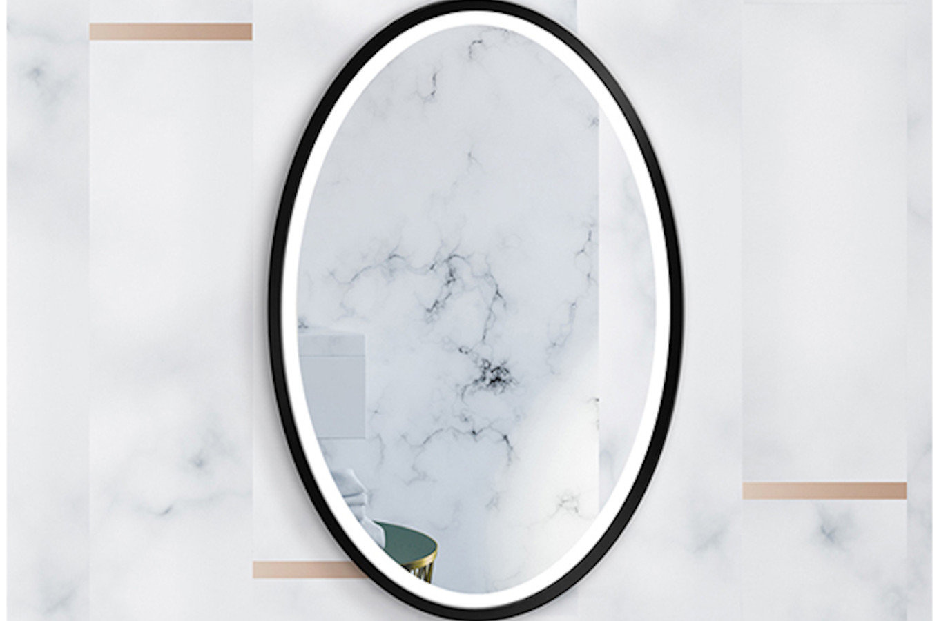 Owalne lustro OVAL z oświetleniem LED / rama dostępna w 5 kolorach