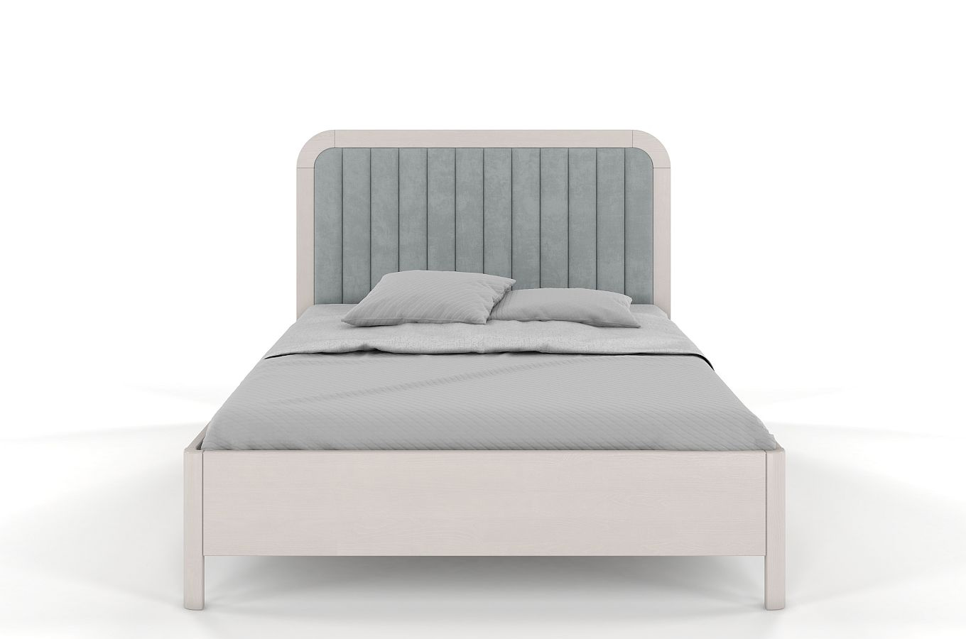 Tapicerowane łóżko drewniane sosnowe Visby MODENA BC z wysokim zagłówkiem (skrzynia na pościel)