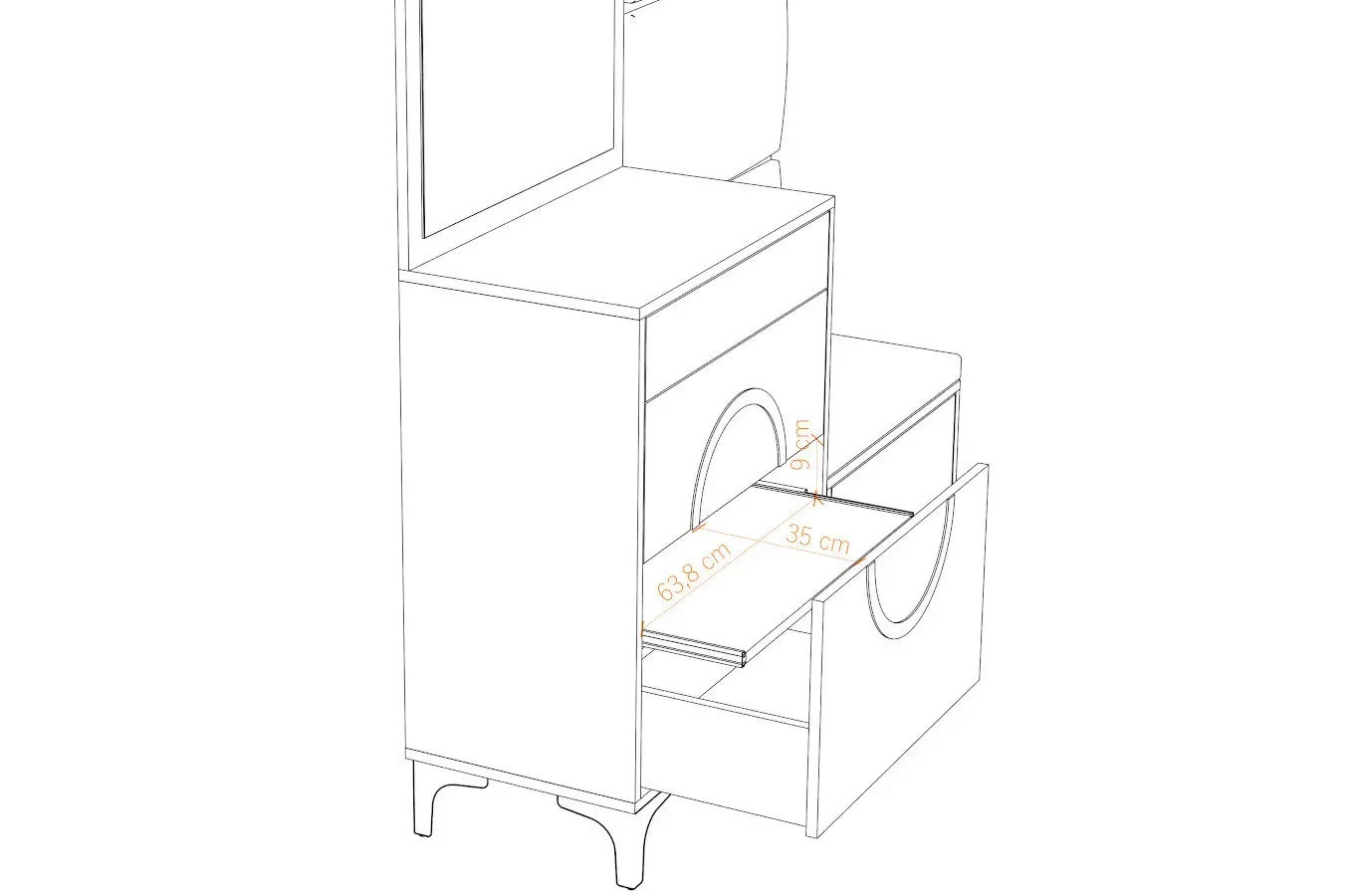 Biało-srebrna komoda Dancan EVELINE wysoki połysk / szer. 70 cm