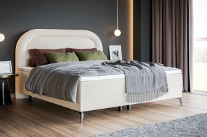 Tapicerowane łóżko kontynentalne DIEGO z półokrągłym zagłówkiem