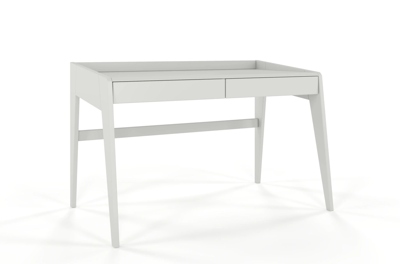 Drewniane biurko / toaletka z szufladami Visby LISA / kolor szary mleczny / 125x70 cm