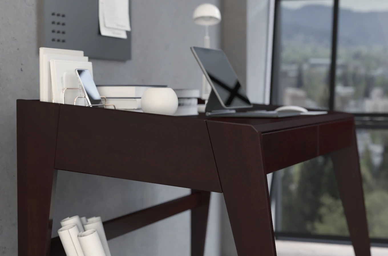 Drewniane bukowe biurko / toaletka z szufladami Visby LISA / 125x70 cm