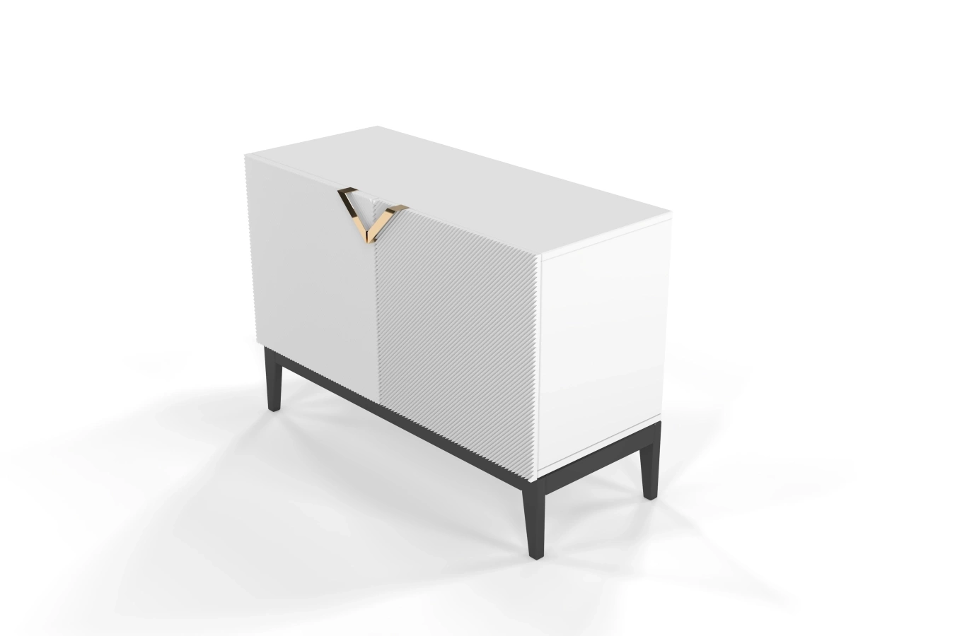 Drewniana komoda Visby DEMI LONG 2D / kolor biały + czarne nogi / szer. 100,5 cm