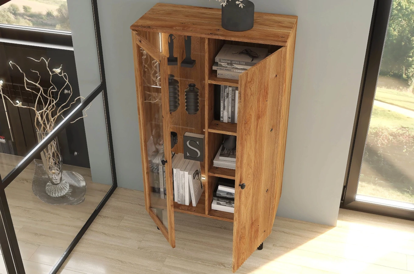 Witryna dębowa Visby NORVIK High / szer. 80 cm