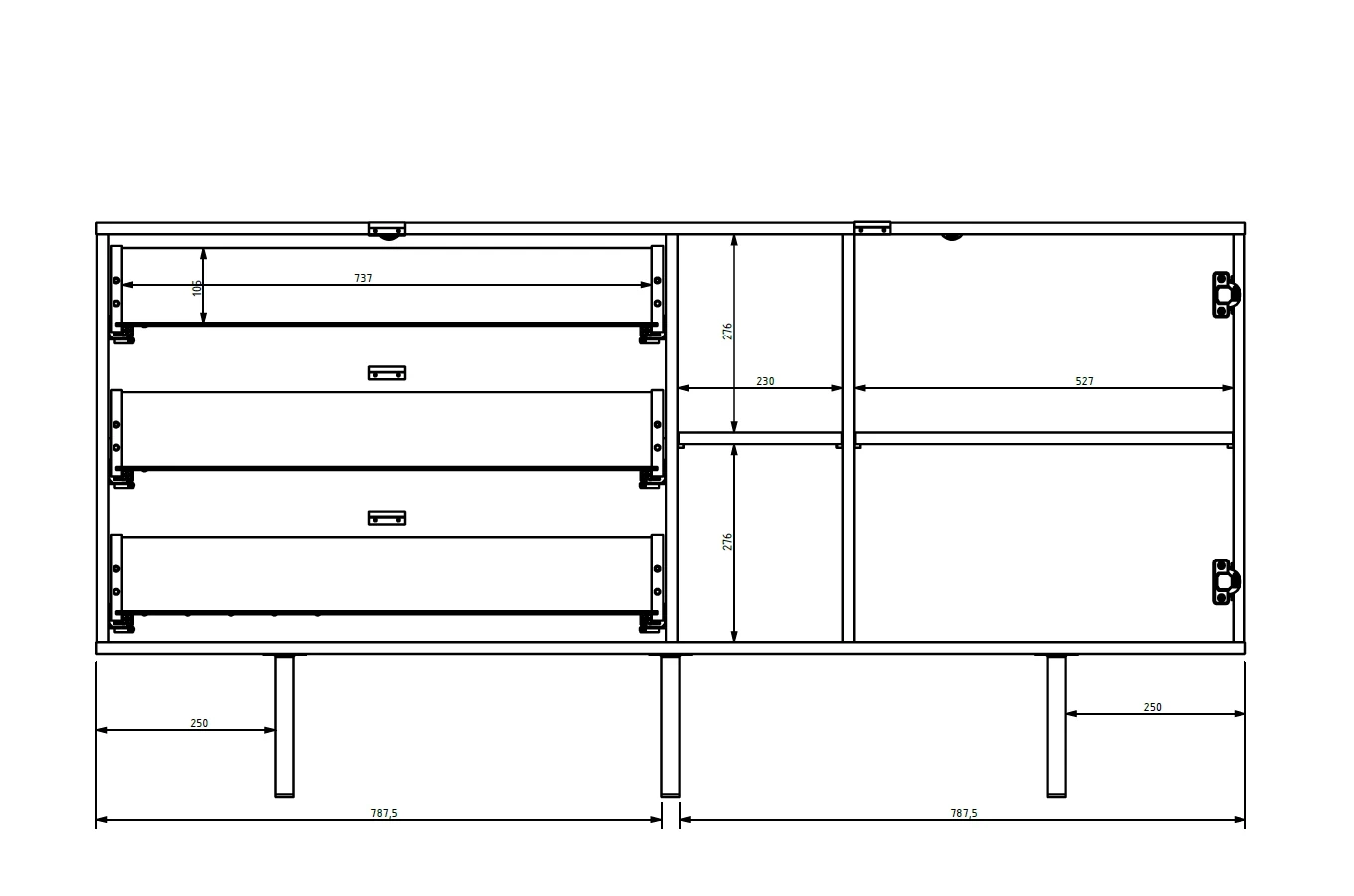 Nowoczesna czarna komoda z szufladami Skandica MYWAY / szer. 160 cm