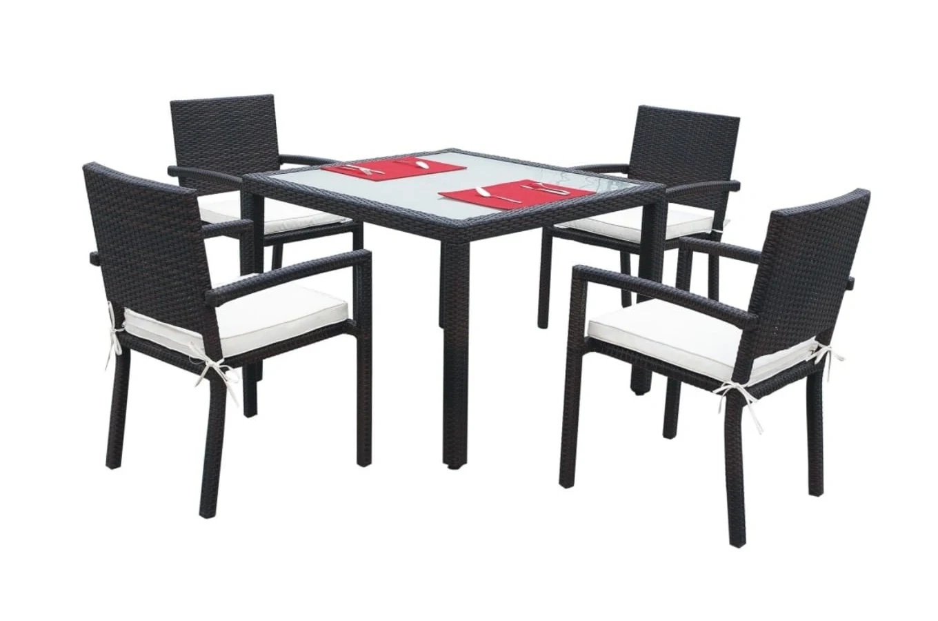 Zestaw mebli ogrodowych z technorattanu ORTA / Stół + 4 krzesła