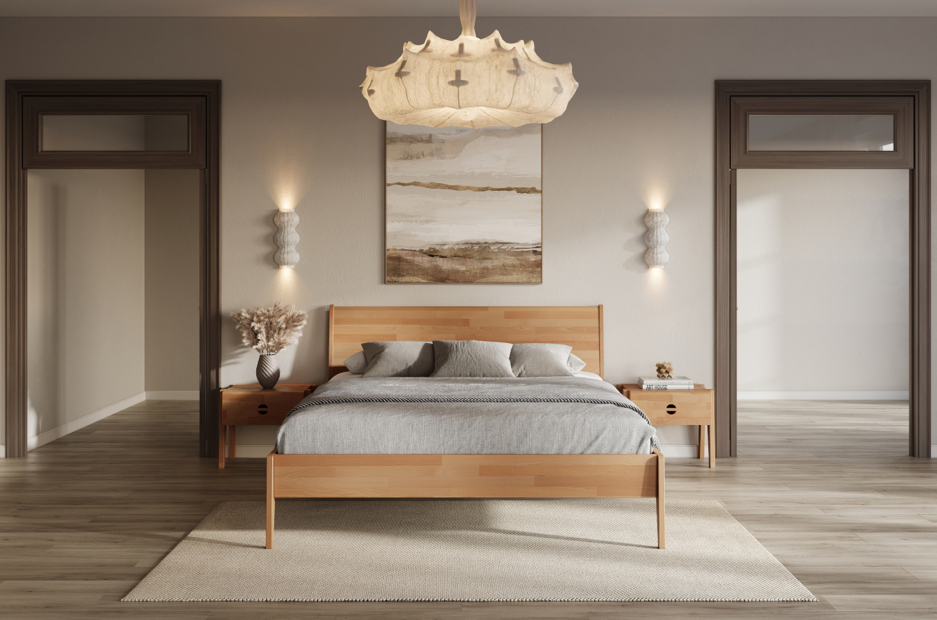 Łóżko drewniane bukowe Visby RADOM / 120x200 cm, kolor orzech