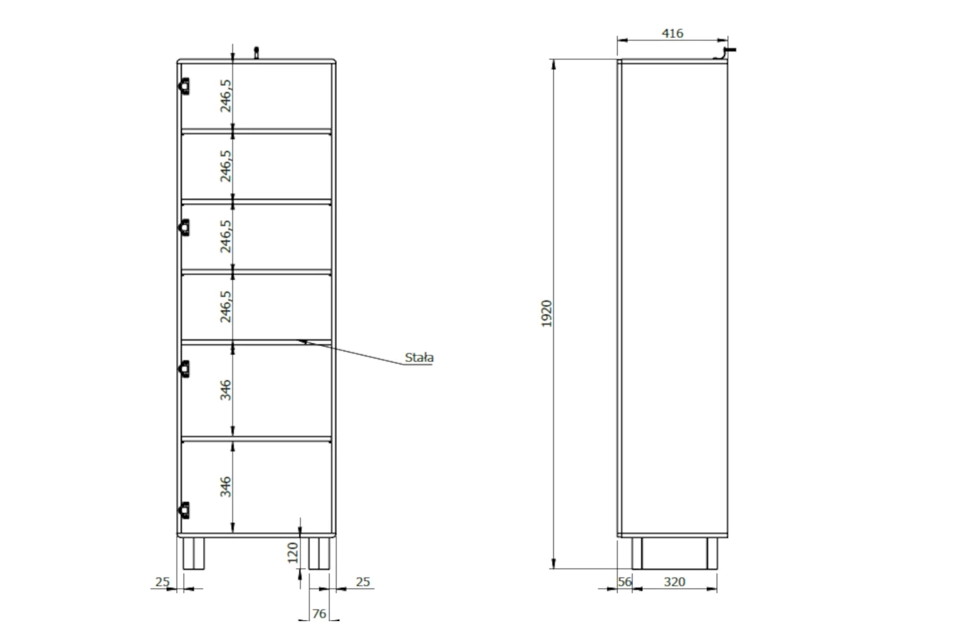 Nowoczesny regał z ażurowymi frontami Skandica OKO / szer. 60 cm