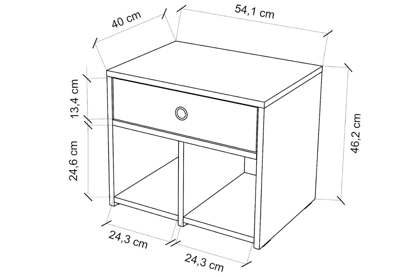 Biała szafka - siedzisko z półkami i szufladą Dancan MIRAGE wysoki połysk / szer. 54 cm