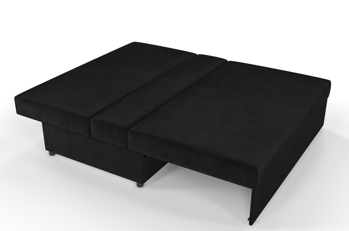 Czarna rozkładana sofa Dancan OLGA z funkcją spania i pojemnikiem na pościel / szerokość 156 cm