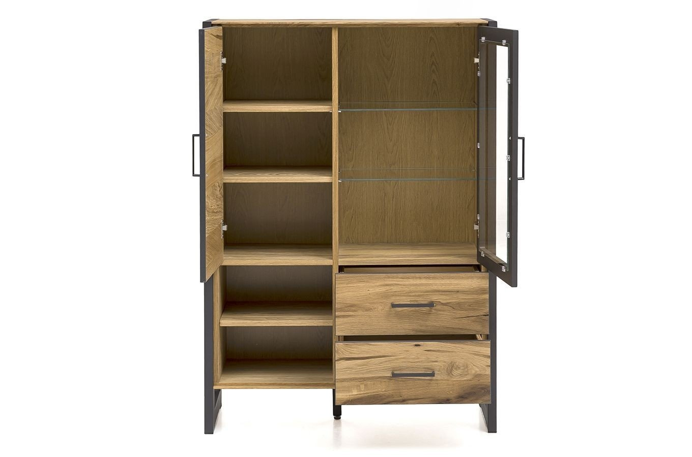 Nowoczesna dębowa witryna ze szklanymi drzwiami TURID 2S2D / szer. 97,5 cm
