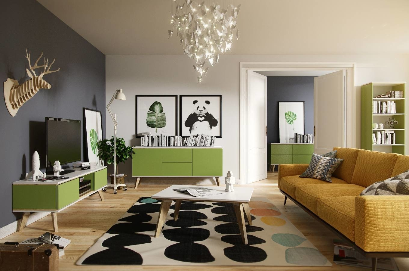 Zielona komoda RTV Skandica JORGEN / szer. 160 cm