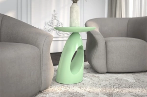 Stolik drewniany Kayani ISLAND różne kolory, wys. 40 cm / kolor pudrowa zieleń