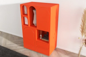 Drewniana komoda z łukami Visby OLIMPIA HIGH / kolor marsala / szer. 80 cm