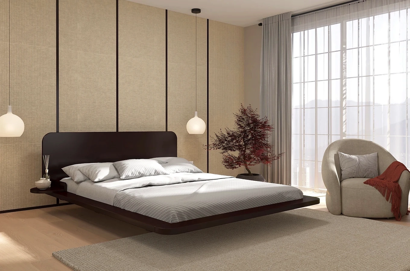 Łóżko lewitujące drewniane bukowe Skandica JAPANDIC