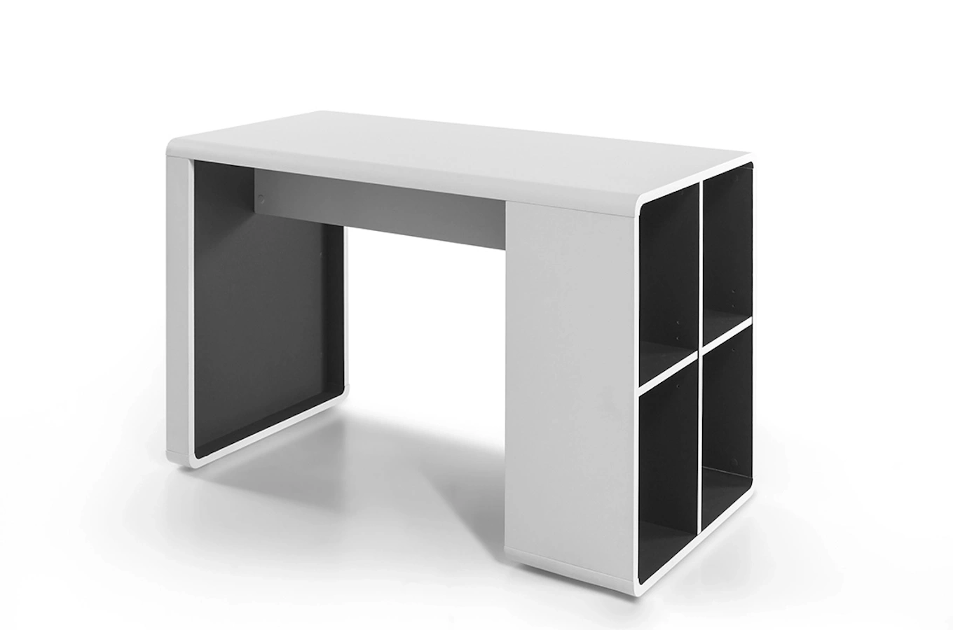Nowoczesne białe biurko TADEO z otwartymi półkami / 119x59 cm