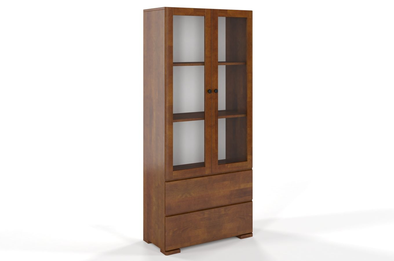 Drewniana bukowa witryna ze szklanymi drzwiami Visby SANDEMO 2S80 / szer. 80 cm