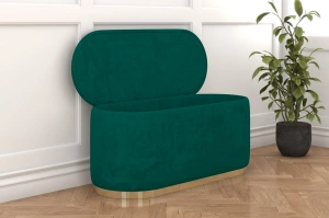 Zielony owalny puf ze schowkiem Dancan SCARLETT na złotej podstawie