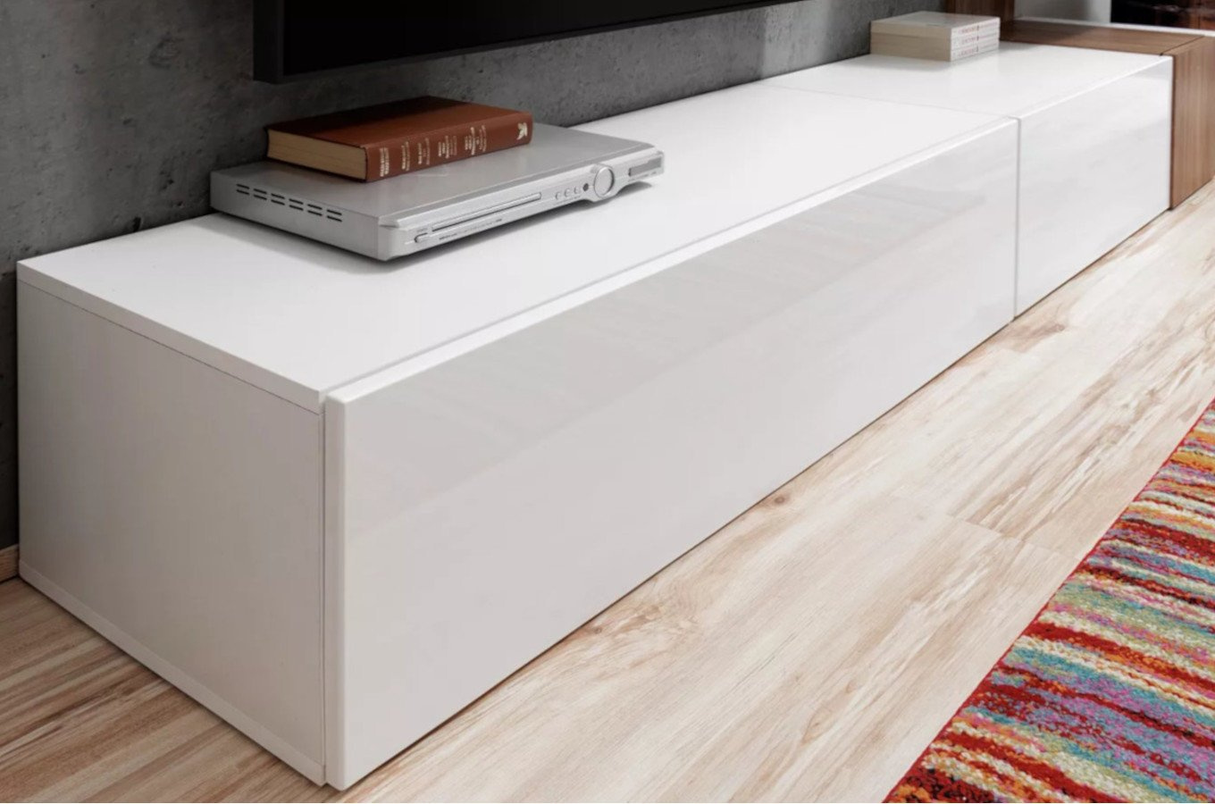 Nowoczesna meblościanka QUILL / biały + dąb sterling / szer. 250 cm