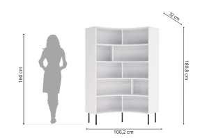 Nowoczesny narożny regał na książki Skandica HORN z czarnymi nogami / biały / szer. 100 cm