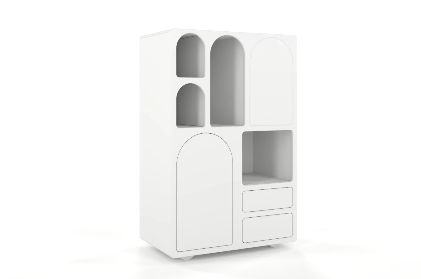 Drewniana komoda z łukami Visby OLIMPIA HIGH / kolor biały / szer. 80 cm