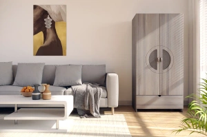 Drewniana szafa dębowa z rattanem Skandica HARMARK 2D1S