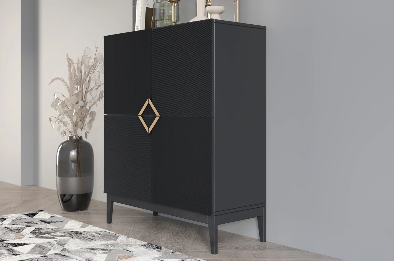 Drewniana komoda Visby DEMI HIGH / kolor czarny / szer. 100 cm