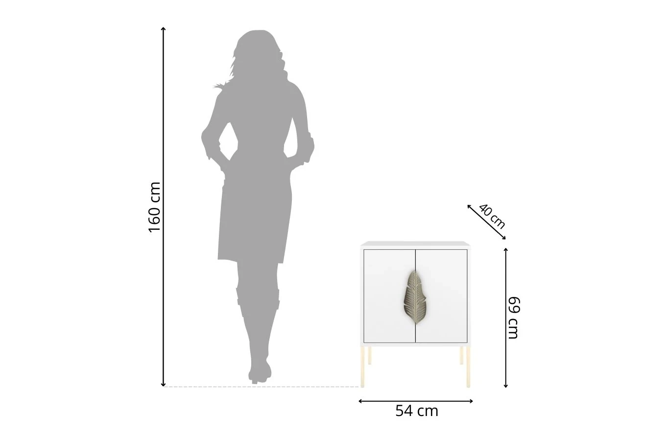 Biała szafka nocna Skandica MERLIN ze złotymi dodatkami / szer. 54 cm