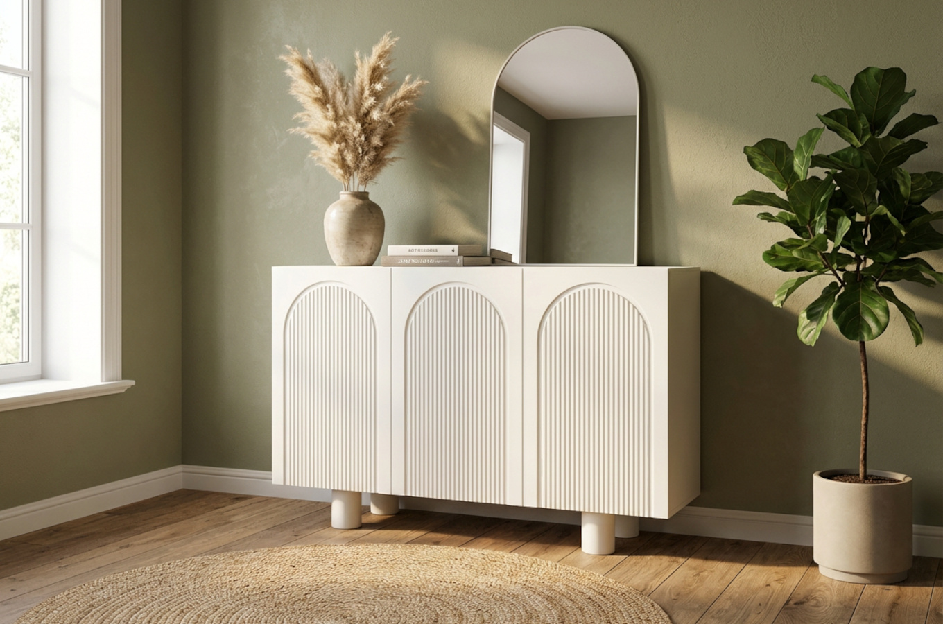 Biała komoda z łukami Skandica RITA / szer. 135 cm