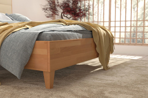 Tapicerowane łóżko drewniane bukowe Visby FRIDA z wysokim zagłówkiem