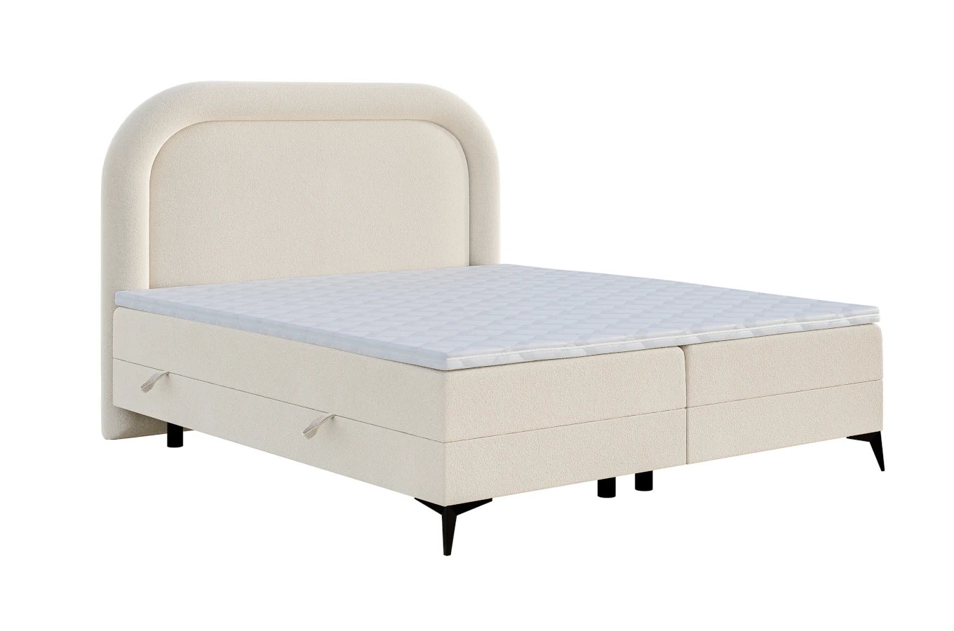 Tapicerowane łóżko kontynentalne DIEGO z półokrągłym zagłówkiem