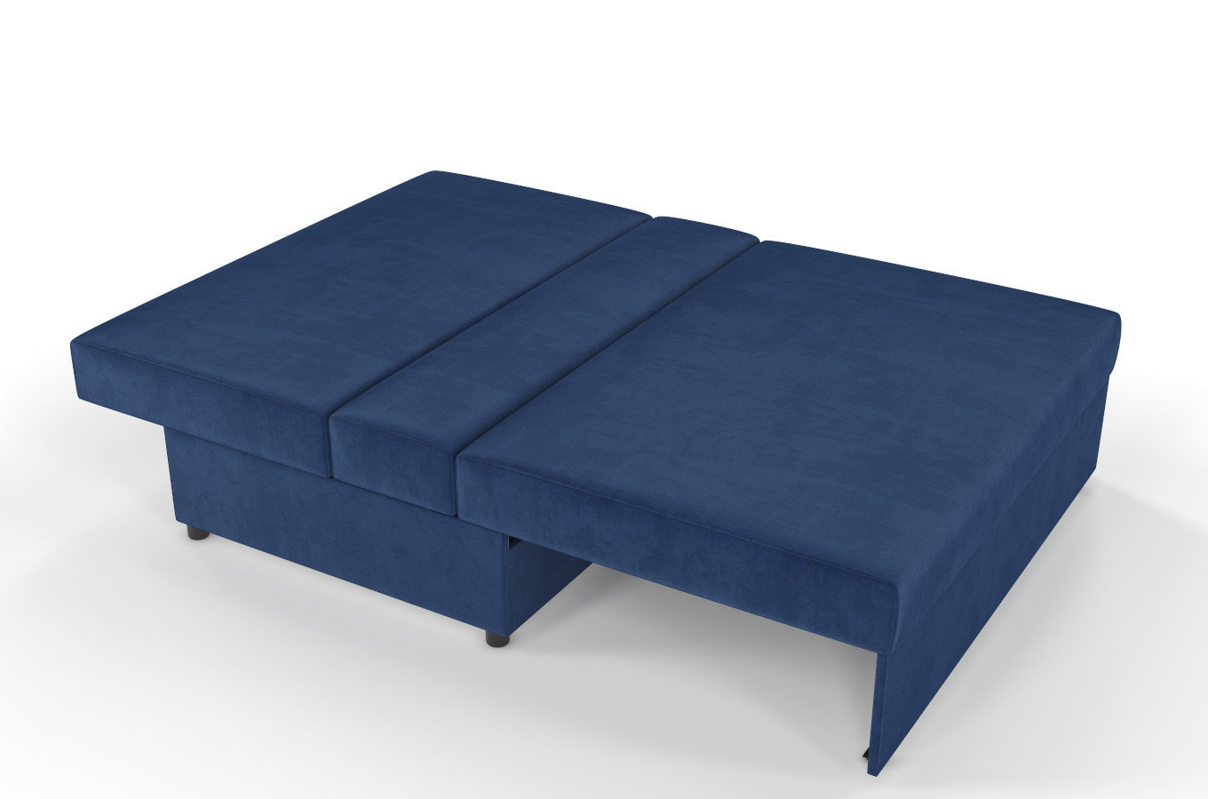 Granatowa rozkładana sofa Dancan OLGA z funkcją spania i pojemnikiem na pościel / szerokość 136 cm