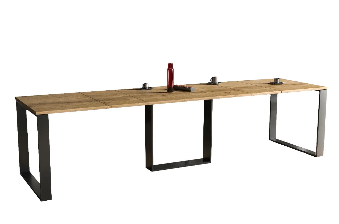 Nowoczesny rozkładany stół BORYS MAX na metalowych nogach 130-250 x 85 cm (dąb wotan)