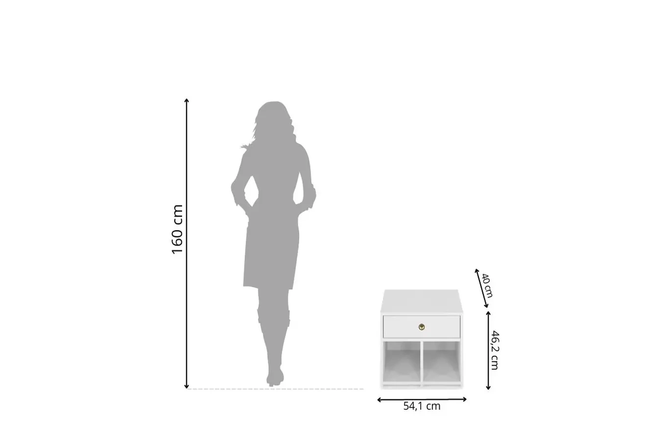 Biała szafka - siedzisko z półkami i szufladą Dancan MIRAGE wysoki połysk / szer. 54 cm