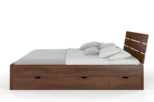 Łóżko drewniane sosnowe Visby Sandemo High Drawers (z szufladami) / 200x200 cm, kolor naturalny