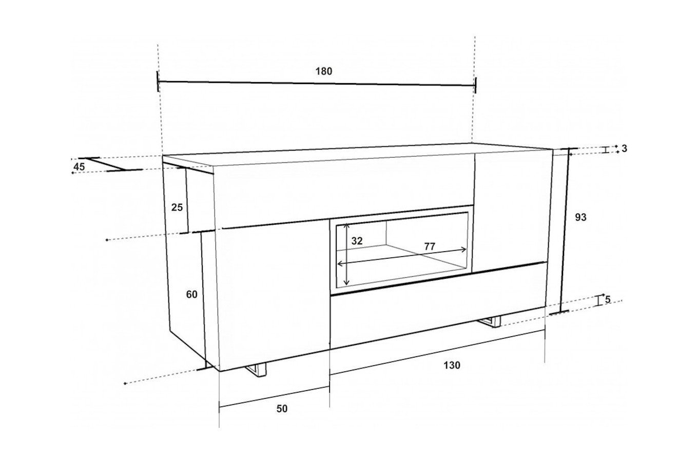 Komoda drewniana T-MAC / szer. 180 cm