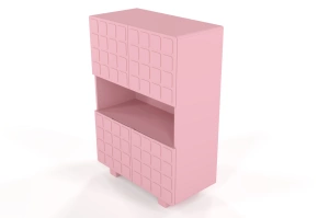 Nowoczesna komoda z frontami 3D Skandica CUBO HIGH / kolor pudrowy róż / szer. 85 cm