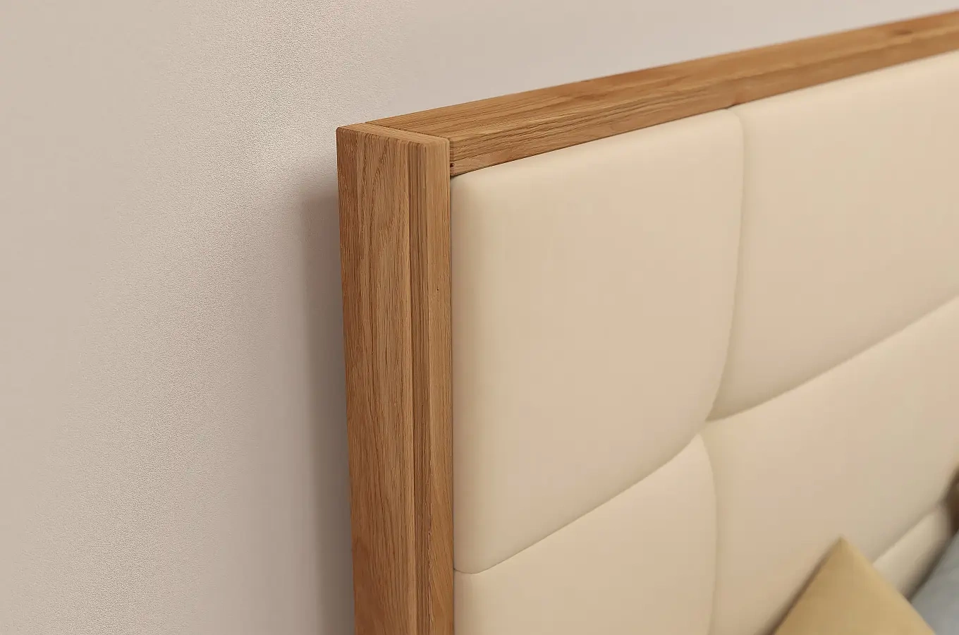 Tapicerowane łóżko drewniane dębowe Visby FRIDA z wysokim zagłówkiem / 120x200 cm, lakier naturalny, zagłówek French Velvet 670