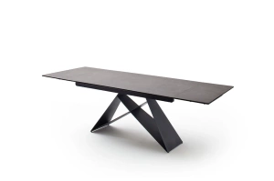 Nowoczesny rozkładany stół KOBE z ceramicznym blatem na metalowych nogach, kolor antracyt / 160-240 x 90 cm