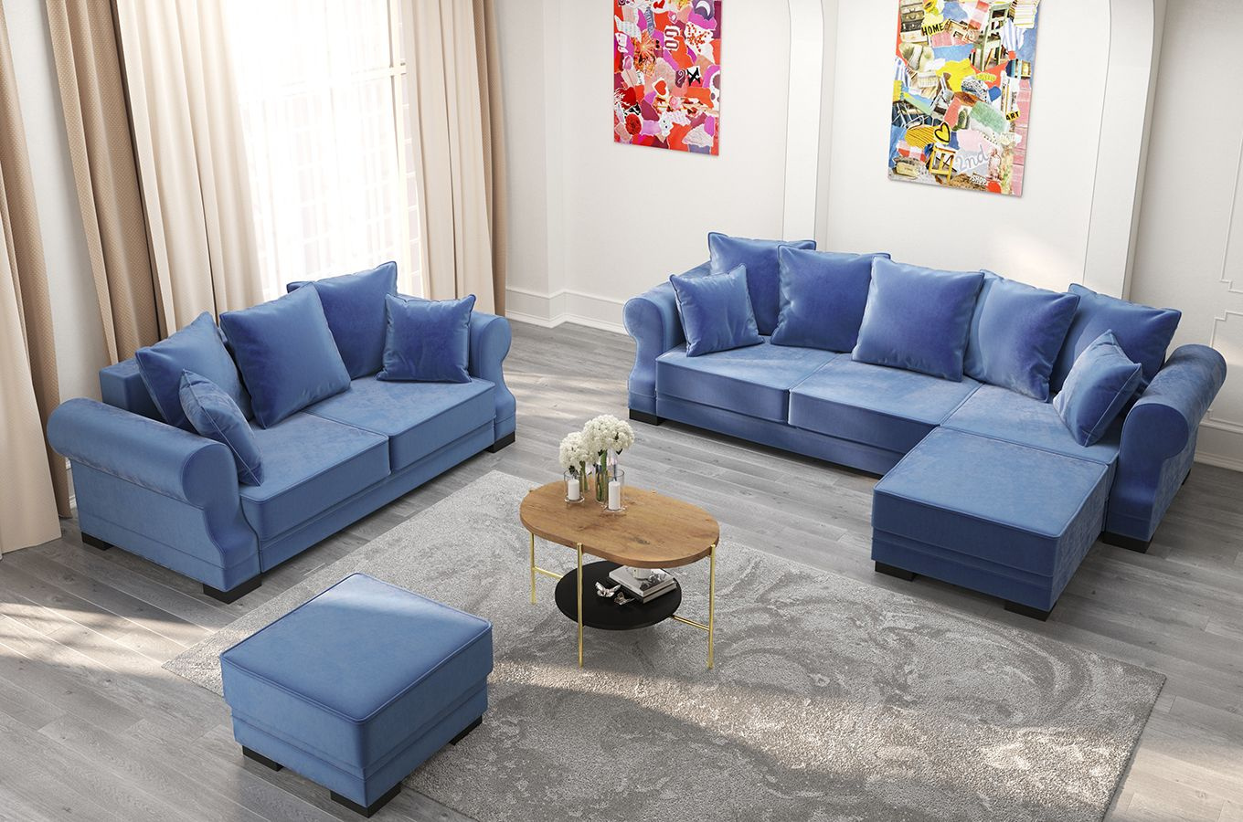 Elegancka 2-osobowa sofa GENEVA w angielskim stylu