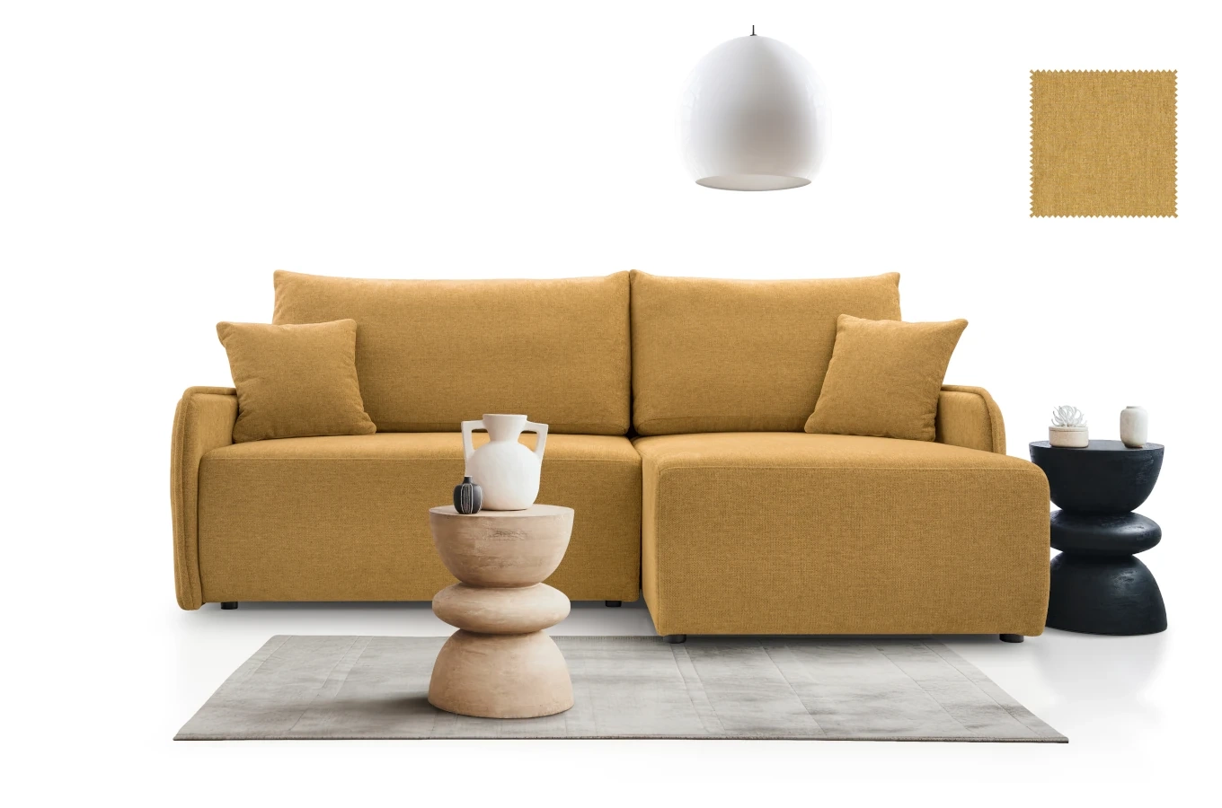 Nowoczesny rozkładany narożnik DIKSI z pojemnikiem na pościel