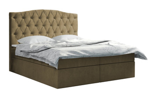 Tapicerowane łóżko kontynentalne SUSEAN z zagłówkiem w stylu glamour