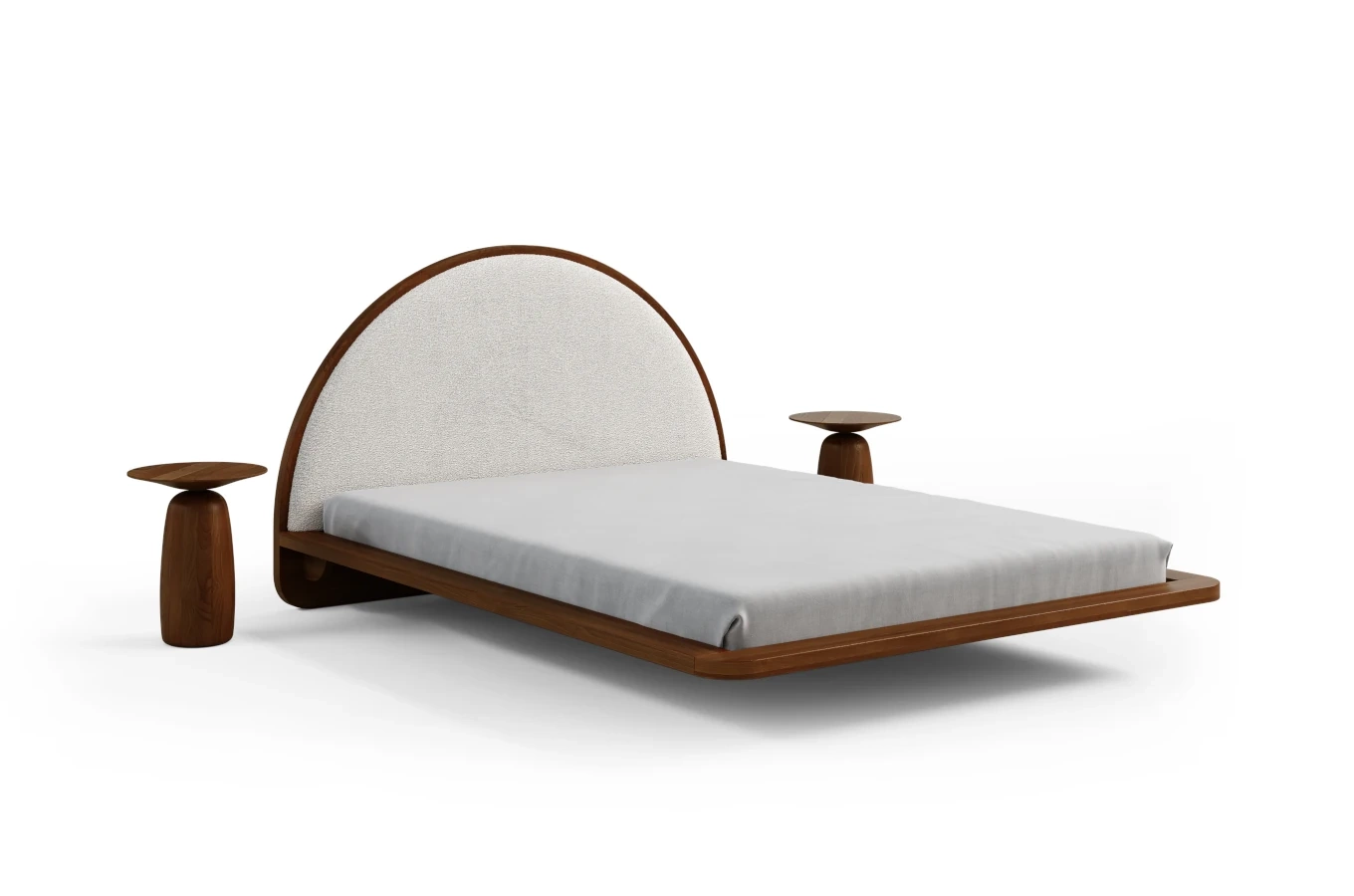Łóżko lewitujące drewniane bukowe Visby MOMOKO / 120x200 cm, kolor orzech
