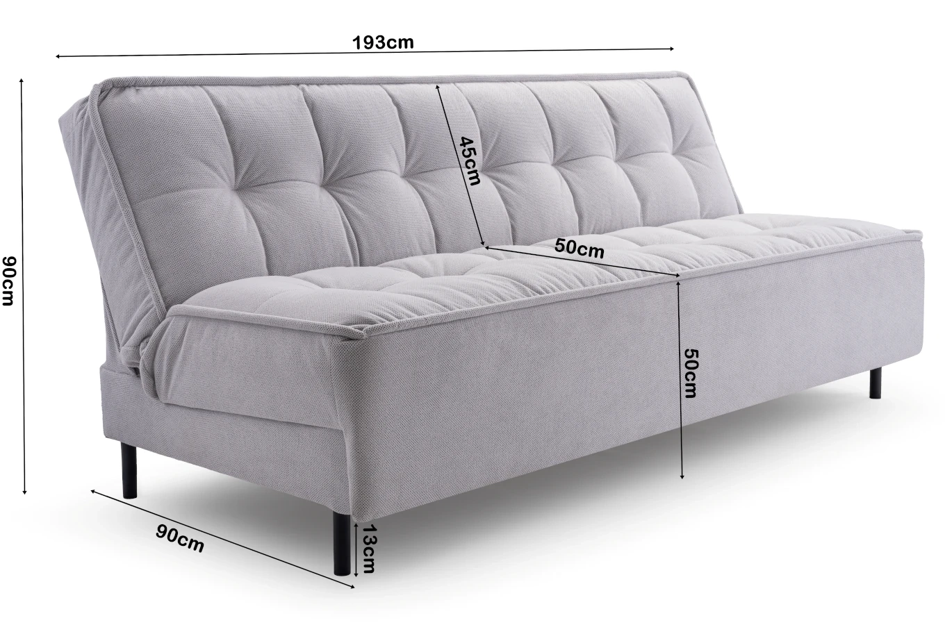 Nowoczesna rozkładana sofa LUIZA z pojemnikiem na pościel