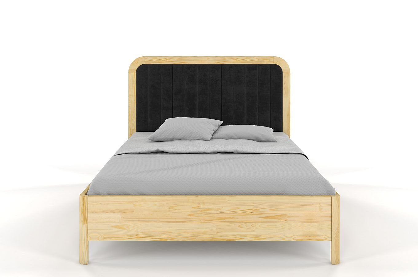 Tapicerowane łóżko drewniane sosnowe Visby MODENA BC z wysokim zagłówkiem (skrzynia na pościel)