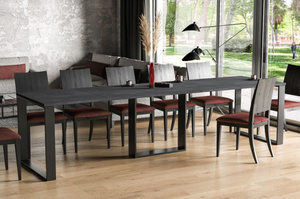 Nowoczesny rozkładany stół BORYS BIS na metalowych nogach 130-310 x 90 cm (ciemny beton)
