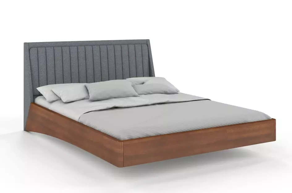 Łóżko lewitujące drewniane bukowe Visby ULF / 180x200 cm, kolor orzech, zagłówek Solid 90