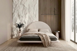 Łóżko lewitujące drewniane bukowe Visby MOMOKO / 160x200 cm, kolor biały