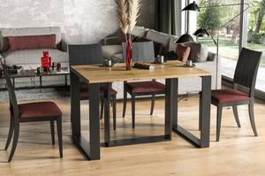 Nowoczesny rozkładany stół BORYS na metalowych nogach 130-290 x 80 cm (dąb wotan)