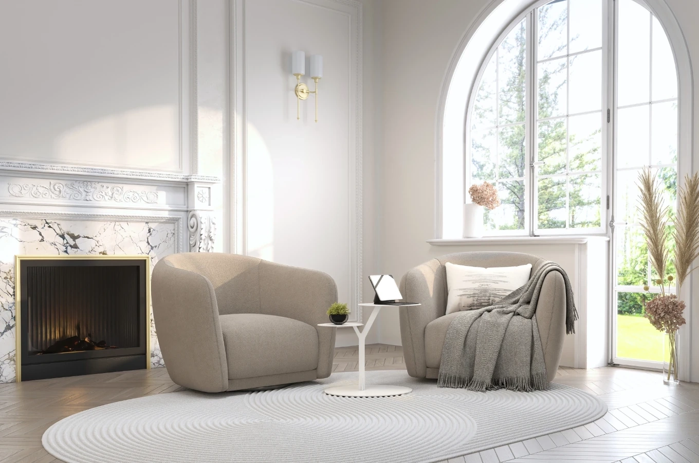 Metalowy stolik pomocniczy do salonu Kayani IROKO / kolor biały